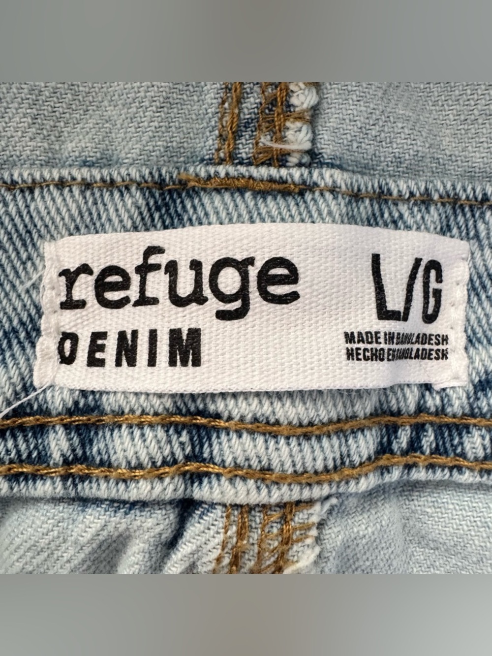 Refuge Denim Distressed Overall Shorts Light Wash Y2K Festival Bib L - Picture 12 of 14